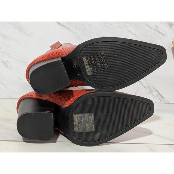 Versona Orange Faux Leather Pointed Toe Heeled Cowboy Style Boots Size 8 - Picture 5 of 7